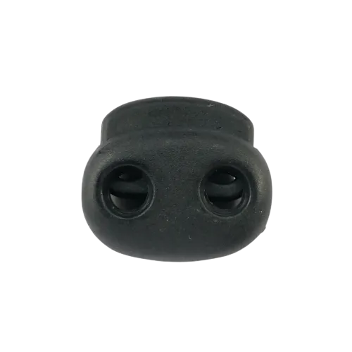 Koordstopper plastic 2 gaten - ovaal 20 mm - zwart